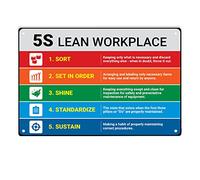 Cartel De Chapa 5S Lean Workplace Landscape Tin Sign Nostalgic Letrero De Metal Art Metal Sign para Restaurante Taberna Garaje 20X30CM