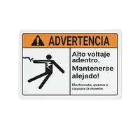 Cartel De Chapa Advertencia: Alto Voltaje En El Interior. Prohibido El Paso. Español con Gráfico De Electrocución. Letrero De Estaño Decoración Tin Sign Retro Pared Muestra para Baño 20X30CM