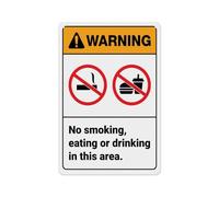 Cartel De Chapa Advertencia: Prohibido Fumar, Comer Y Beber En Esta Zona. Letrero De Estaño Regalos Tin Sign Retro Placa Metalica para Restaurante Garaje Baño 20X30CM