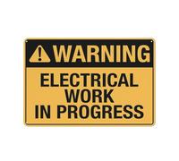 Cartel De Chapa Advertencia: Trabajos Eléctricos En Curso. Alerta De Restricción De Seguridad. Atención. Aviso De Precaución. Letrero De Estaño Regalos Tin Sign Retro Pared Muestra para 20X30CM