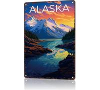 Cartel De Chapa Alaska Divertida - Montañas Pared Muestra Decoración Placa Metalica Vintage Tin Sign para Casa Garaje Baño 20X30CM