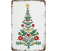 Cartel De Chapa Árbol De Navidad Escandinavo En Acuarela Letrero De Estaño Novedad Pared Muestra Retro Tin Sign Para Restaurante Cafetería Hogar S