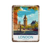 Cartel De Chapa Arte De Viaje Londres Inglaterra Retro Placa Metalica Vintage Letrero De Estaño Regalos Pared Muestra para Garaje Baño Restaurante 20X30CM