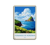 Cartel De Chapa Arte De Viaje Retro Fernando De Noronha Brasil Retro Placa Metalica Vintage Tin Sign Decoración Pared Muestra para Baño Garaje Restaurante 20X30CM