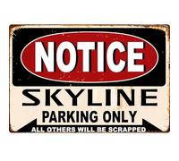 Cartel De Chapa Aviso: Solo Estacionamiento Skyline. Todos Los Demás Serán Eliminados. 20X30Cm Carteles De Metal Decorativos Letrero De Estaño Carteles para Habitación Baño Cafetería