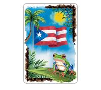 Cartel De Chapa Bandera De Puerto Rico Rana Arbórea Vibrante Isla Del Caribe Duradero Letreros De Chapa Hermosa Decoración De Pared Para Campo Baño Restaurante S