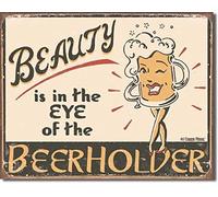Cartel De Chapa Beauty Is In The Eye Of Beer Holder Tin Sign Nostalgic Letrero De Metal Art Placa Metalica Para Restaurante Taberna Cocina 20X30CM