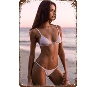 Cartel De Chapa Chicas Pin-Up Sexys Vintage En Bikini, Mujeres Calientes Y Divertidas Tin Sign Retro Placa Metalica Regalos Letrero De Estaño para Baño Garaje Pared De Salón 20X30CM