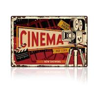 Cartel De Chapa Cinema Pop Corn Ya En Cartelera Letrero De Lata Decoración Cartel De Metal Impermeable Letreros De Estaño para Jardín Restaurante Granja 20X30Cm