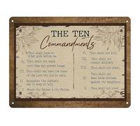 Cartel De Chapa Citas Antiguas - Los Diez Mandamientos, Estilo Rústico, Dios Gobierna, Cristianismo, Casa De Campo Pared Muestra Vintage Letrero De Estaño Decoración Tin Sign para Baño 20X30CM