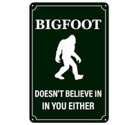 Cartel De Chapa Citas Divertidas De Campistas Bigfoot Tampoco Cree En Ti Rústico Letrero De Estaño Decoración Tin Sign Vintage Placa Metalica para Baño Cafetería Restaurante 20X30CM