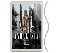 Cartel de chapa con cordón 18 x 12 cm España España viaje vacaciones cartel de Andalusia destino Blechemma