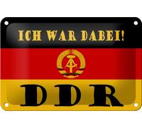 Cartel de chapa con texto en alemán "I war ist ist bei DDR Fahne Ostalgie Deko Sign" (18 x 12 cm)