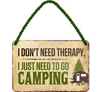 Cartel de chapa con texto en inglés "I just Need to go Camping Camper 18 x 12 cm HS544