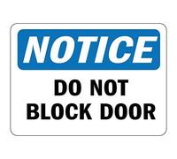 Cartel de chapa con texto en inglés "Notice Do Not Block Door Outdoor Courtyard" de 20,3 x 30,5 cm