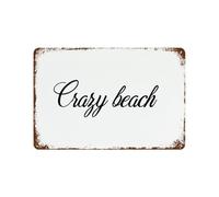 Cartel De Chapa Crazy Beach with Inspirational Sayings Letrero De Metal Retro Tin Sign Nostalgic Placa Metalica para Cocina Taberna Restaurante 20X30Cm