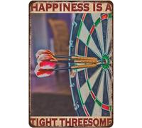 Cartel De Chapa Darting Lover Vintage Happiness Es Un Trío Apretado Retro Letrero De Estaño Decoración Pared Muestra Retro Tin Sign para Cafetería Baño Restaurante 20X30CM