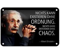 Cartel de chapa de 18 x 12 cm. No puede existir sin orden. Nada puede surgir sin caos. Albert Einstein - DekoNo7