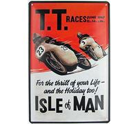Cartel de chapa de 20 x 30 cm, curvado Isle of Man TT Races 1967 para motocicleta, carrera y vacaciones, decoración de regalo