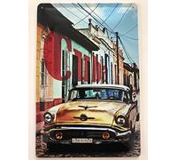 Cartel de chapa de 20 x 30 cm, curvado, para coche, cuba, Havana, decoración de regalo