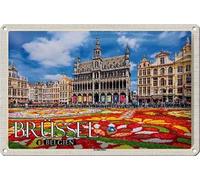 Cartel de chapa de 30 x 20 cm, Bruselas Bélgica, diseño de Grand Place - DekoNo7
