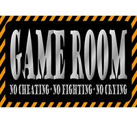 Cartel de chapa de 30 x 20 cm Tin Sign: Game Room - No Cheating No Fighting - No Crying - Decoración No7
