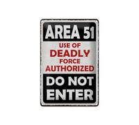 Cartel de chapa de 40 x 30 cm Area 51 use of deadly force autorized DekoNo7