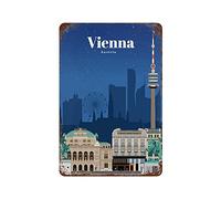 Cartel de chapa de metal Arte de la pared de la ciudad Carteles de viaje vintage Cartel de chapa Viaje a Viena Decoración divertida del hogar Decoración de la pared Bar Pub Vintage Home Pub Club Café