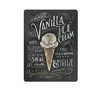 Cartel de chapa de metal Receta de helado de vainilla Cartel de chapa Cartel de aluminio de metal Decoración de pared vintage Cartel retro para bares Restaurantes Cafés Pubs Decoración del hogar 16 "x