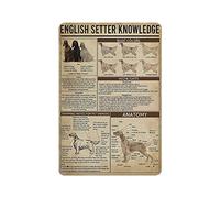 Cartel de chapa de metal Setter inglés Conocimiento Póster de arte vintage Pintura de hierro retro Decoración de pared Regalo de arte Cafetería al aire libre Bar Garaje Granja Decoración 12 "x8"