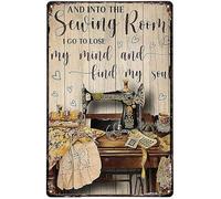Cartel De Chapa Día del Padre De Kids Sewing En La Costura Voy A Perder La Cabeza Y Encontrar Mi Alma Letrero De Estaño Novedad Pared Muestra Regalos Tin Sign para Restaurante Garaje 20X30CM