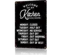 Cartel De Chapa Divertida Bienvenida A Mi Cocina Vintage Pared Muestra Vintage Tin Sign Retro Letrero De Estaño para Cafetería Restaurante Garaje 20X30CM