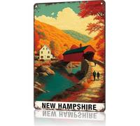 Cartel De Chapa Divertidas Montañas Blancas De New Hampshire Placa Metalica Vintage Tin Sign Decoración Letrero De Estaño para Baño Cafetería Garaje 20X30CM