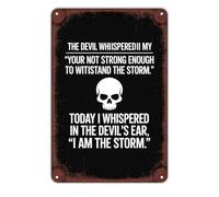 Cartel De Chapa El Diablo Susurró: Yo Soy La Tormenta. Citas Inspiradoras Para Imprimir. Vintage Metálico Regalos Letrero De Estaño Para Tienda Cerveza S