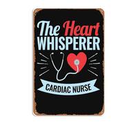 Cartel De Chapa Enfermera Cardíaca, La Susurradora Del Corazón Letrero De Estaño Regalos Tin Sign Vintage Placa Metalica Para Casa Baño Cafetería 20X30CM