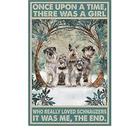 Cartel De Chapa Érase Una Vez Una Chica Schnauzer Tin Sign Decoración Letrero De Estaño Vintage Pared Muestra para Baño Garaje Restaurante 20X30CM