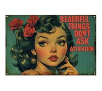 Cartel De Chapa Estampado con Temática Vintage para Chicas, Divertido Estilo Retro. Placa Metalica Retro Pared Muestra Regalos Tin Sign para Cafetería Baño Garaje 20X30CM