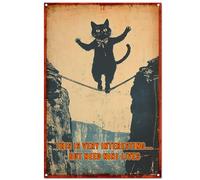 Cartel De Chapa Estampado Vintage con Temática De Gatos, Esto Es Muy Interesante Pero Necesita Nueve Vidas, Divertido Estilo Retro. Tin Sign Retro Vintage Placa Metalica para 20X30CM