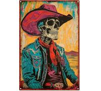 Cartel De Chapa Estampado Vintage con Temática De Vaca: No Olvidé Que FUI Vaquero Cuando Morí. Divertido Estilo Retro. Placa Metalica Vintage Tin Sign Decoración Pared Muestra para Baño 20X30CM