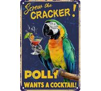 Cartel De Chapa Estilo Retro Vintage ¡Al Diablo con La Galleta! Polly Quiere Un Cóctel Pared Muestra Decoración Placa Metalica Retro Tin Sign para Cafetería Restaurante Garaje 20X30CM