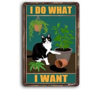 Cartel De Chapa Gatos Graciosos De Jardín, Hago Lo Que Quiero Póster Metal Retro Decoración Letrero De Chapa De Metals para Pub Casa M