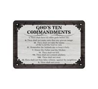 Cartel De Chapa God'S Ten Commandments Text Placa Metalica Divertido Tin Sign Nostalgic Metal Sign para Cocina Taberna Garaje 20X30CM