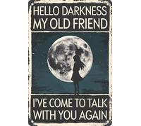 Cartel De Chapa Hola Oscuridad Mi Vieja Amiga He Venido A Hablar Otra Vez Decorativo Metal Estaño Signo Retro Placa De Pared para Garaje Mural Juegos M