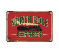 Cartel De Chapa Impresión Navideña Del Tren Expreso Del Polo Norte Letrero De Chapa De Metals Decoración Vintage Metálico Para Pared Pub S