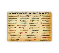 Cartel De Chapa Infografías De Aviones Antiguos Pared Muestra Retro Letrero De Estaño Decoración Tin Sign para Restaurante Baño Garaje 20X30CM