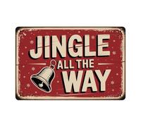 Cartel De Chapa Jingle All The Way Snowflakes Bell Christmas Bell Print Vintage Metálico Regalos Carteles De Metal para Hogar Acuáticos M