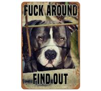 Cartel De Chapa Joder, Descubre A Pittie, Cuidado Con El Perro Pared Muestra Retro Tin Sign Novedad Letrero De Estaño Para Cafetería Bar Garaje S