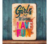 Cartel De Chapa Las Chicas Solo Quieren Divertirse 20X30Cm Letrero De Metal Decorativos Carteles De Metal Cartel De Hojalata para Habitación Oficina Pub