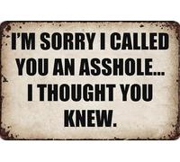 Cartel De Chapa Lo Siento, Te Llamé Imbécil. Pensé Que Lo Sabías. Vintage Pared Muestra Retro Placa Metalica Novedad Letrero De Estaño Para Restaurante Cafetería Bar S