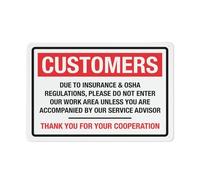 Cartel De Chapa Los Clientes No Deben Ingresar A Nuestra Área De Trabajo Debido A Las Regulaciones De Seguros Y OSHA. Letrero De Estaño Regalos Tin Sign Decoración Placa Metalica para 20X30CM